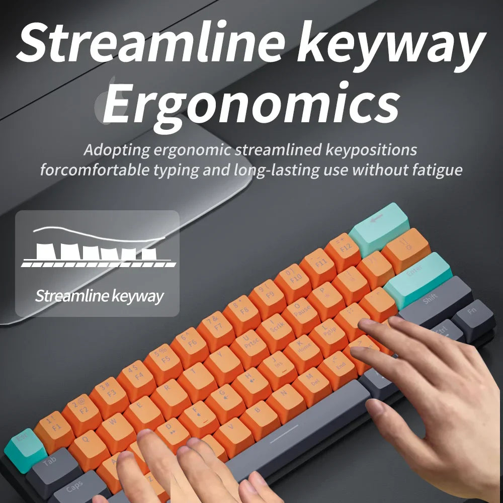 USB Mini Mechanical Gaming Keyboard 61 Key Red Switch