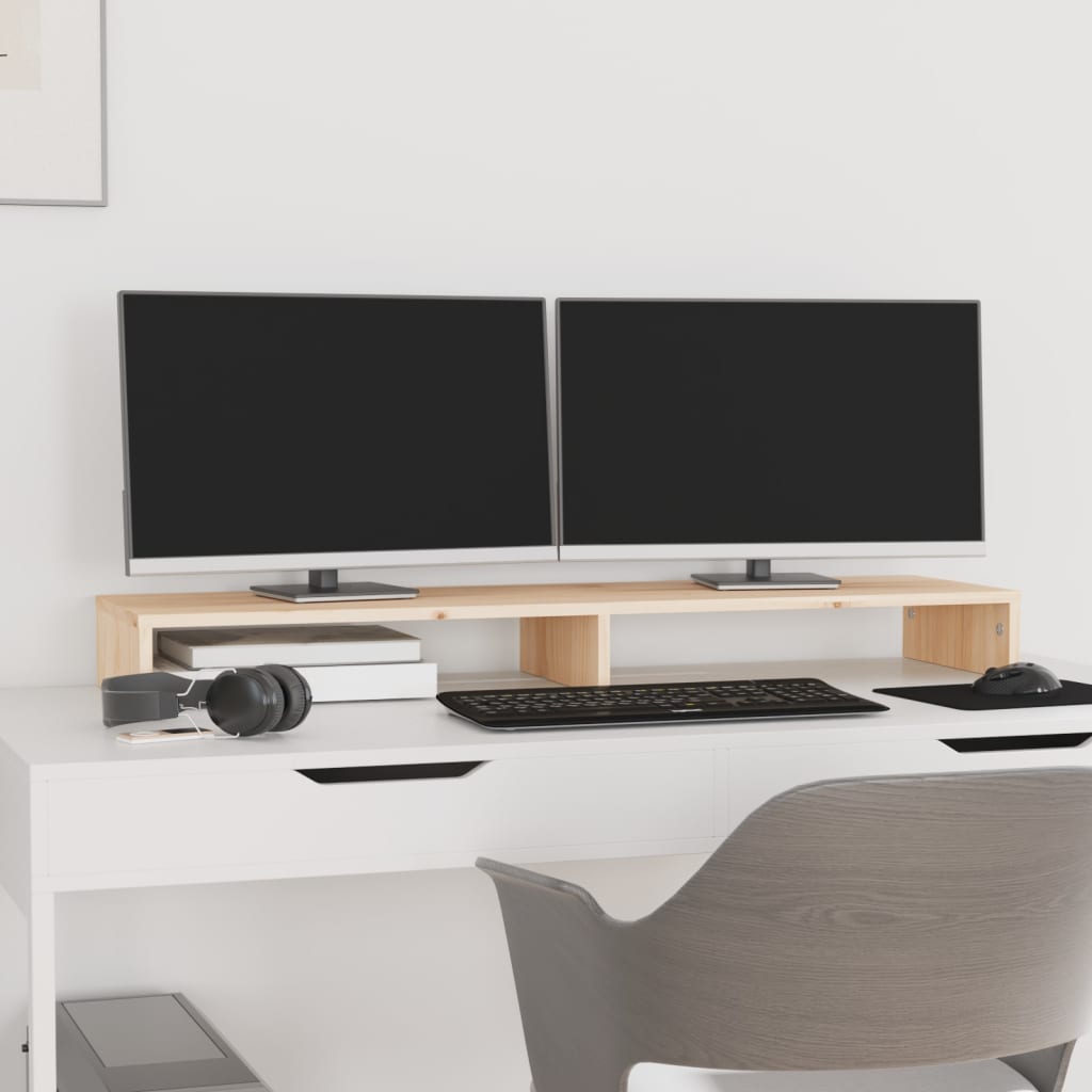 NNEVL Monitor Stand 100x27x10 cm Solid Wood Pine