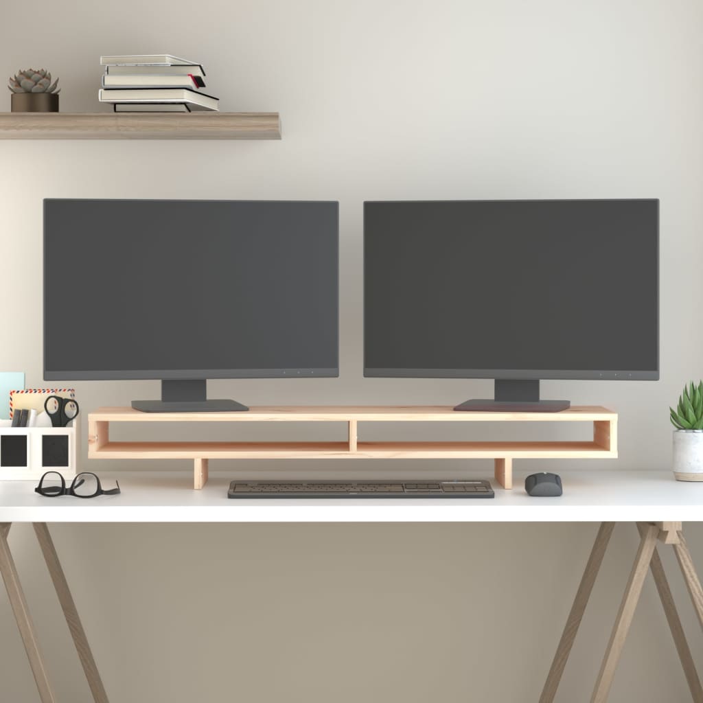 NNEVL Monitor Stand 100x27x14 cm Solid Wood Pine
