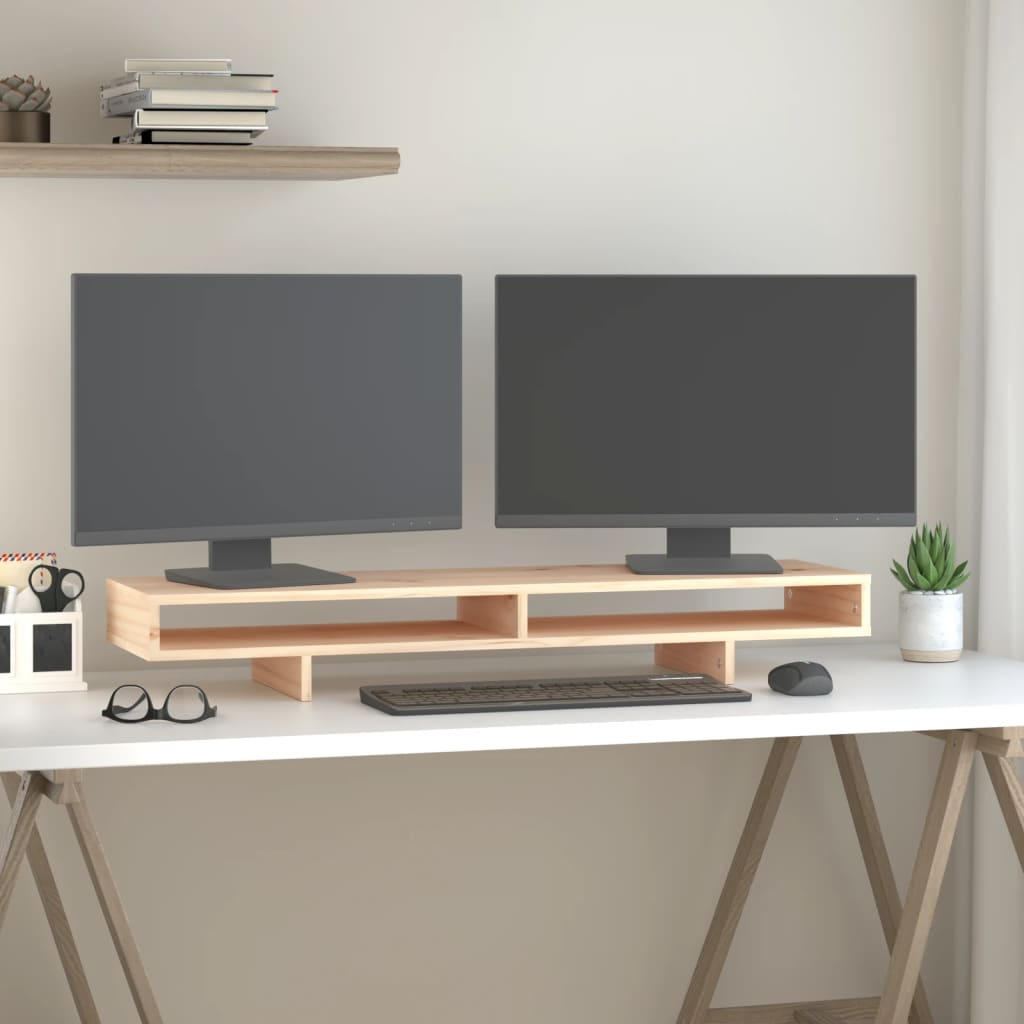 NNEVL Monitor Stand 100x27x14 cm Solid Wood Pine