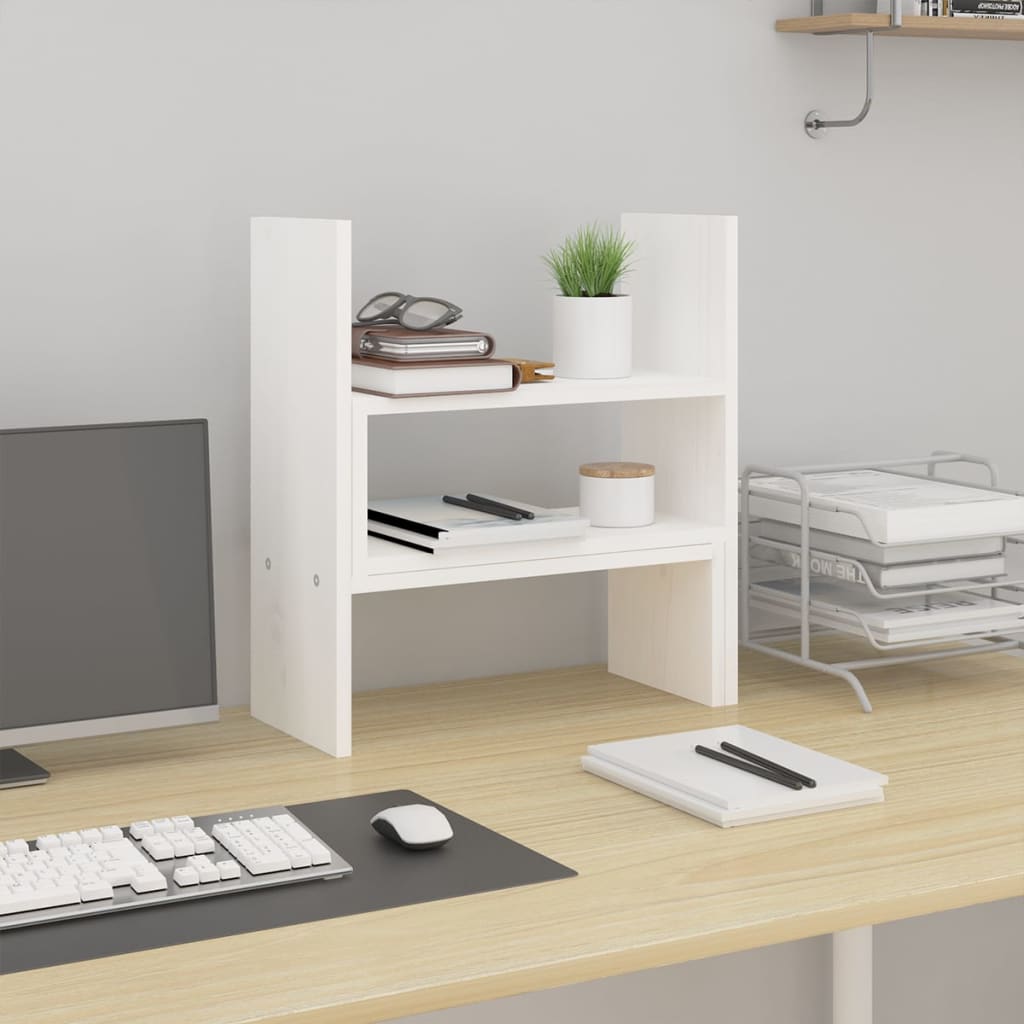 NNEVL Monitor Stand White (39-72)x17x43 cm Solid Wood Pine