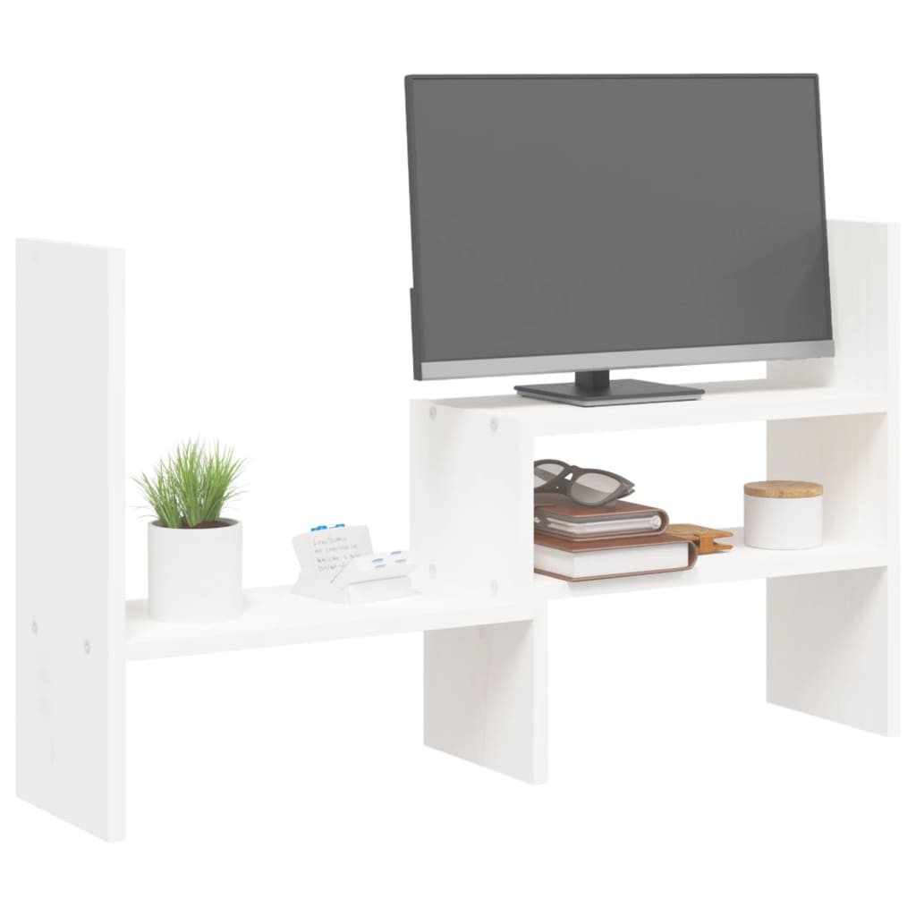 NNEVL Monitor Stand White (39-72)x17x43 cm Solid Wood Pine