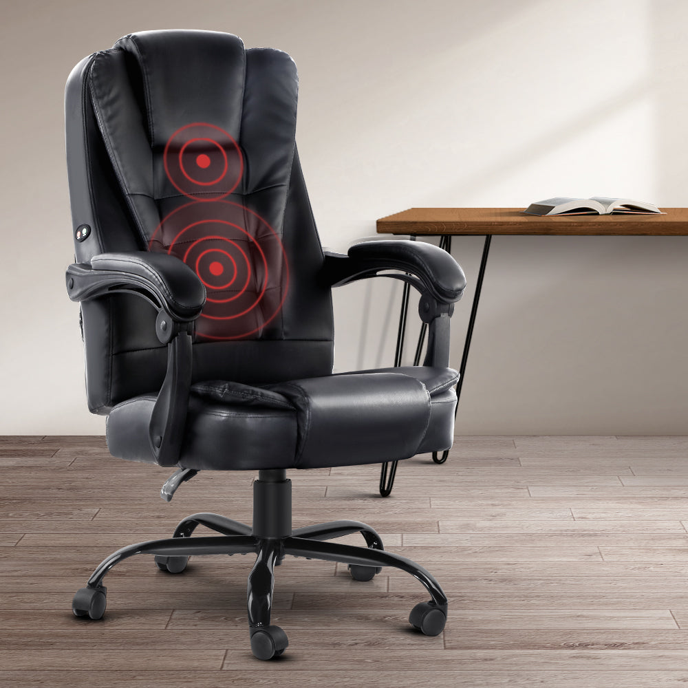 NNEDSZ Electric Massage Office Chairs PU Leather Recliner Computer Gaming Seat Black