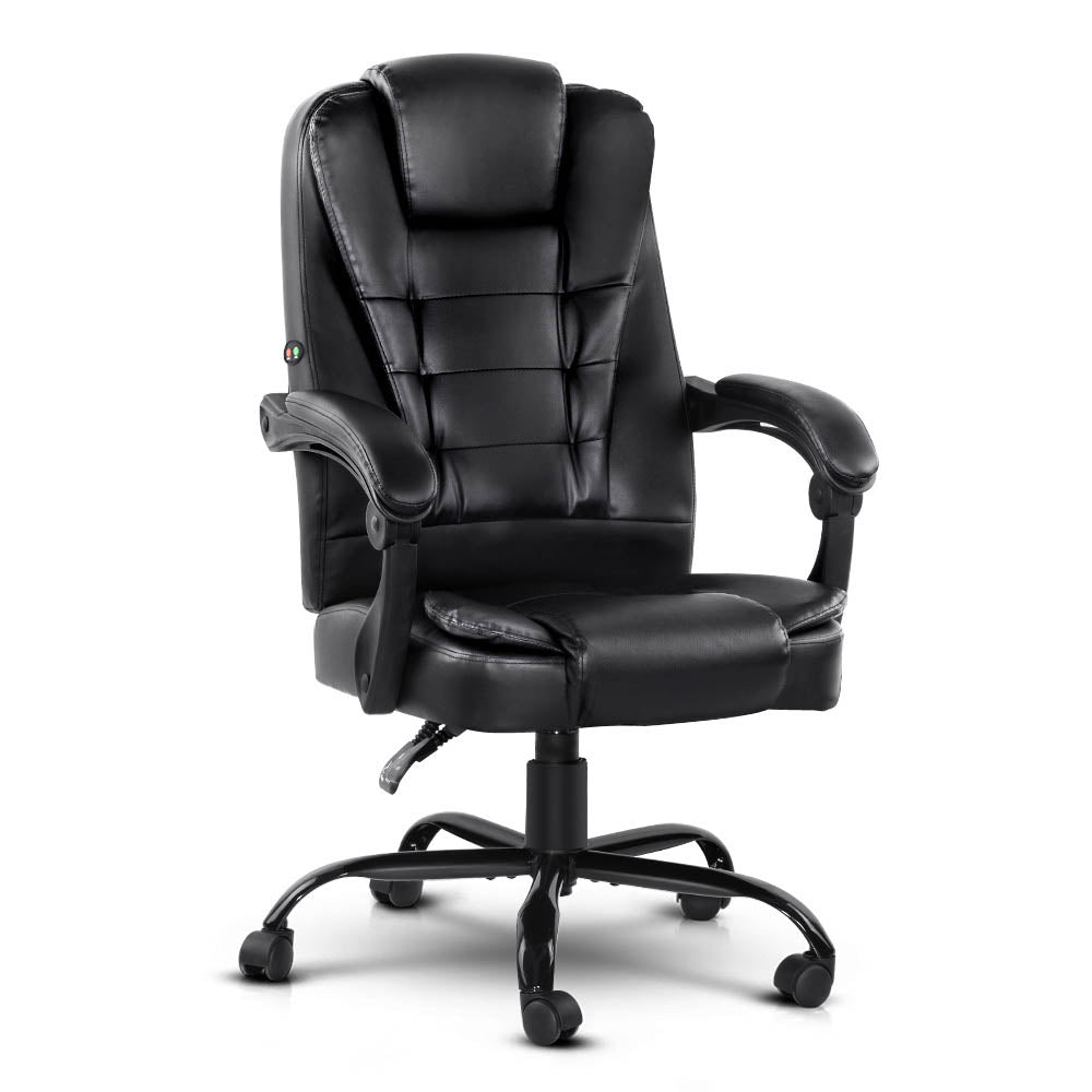 NNEDSZ Electric Massage Office Chairs PU Leather Recliner Computer Gaming Seat Black
