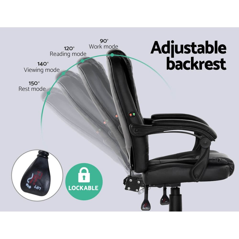 NNEDSZ Electric Massage Office Chairs PU Leather Recliner Computer Gaming Seat Black