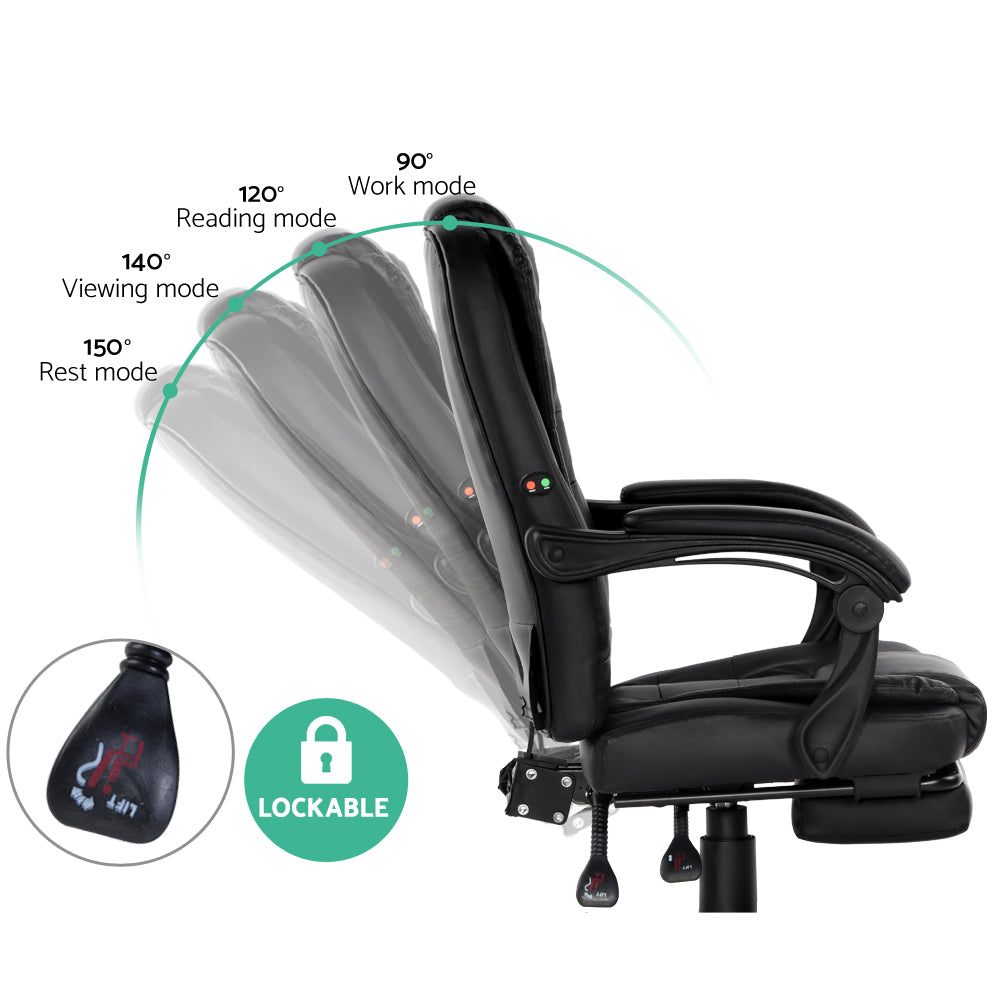 NNEDSZ Electric Massage Office Chairs Recliner Computer Gaming Seat Footrest Black