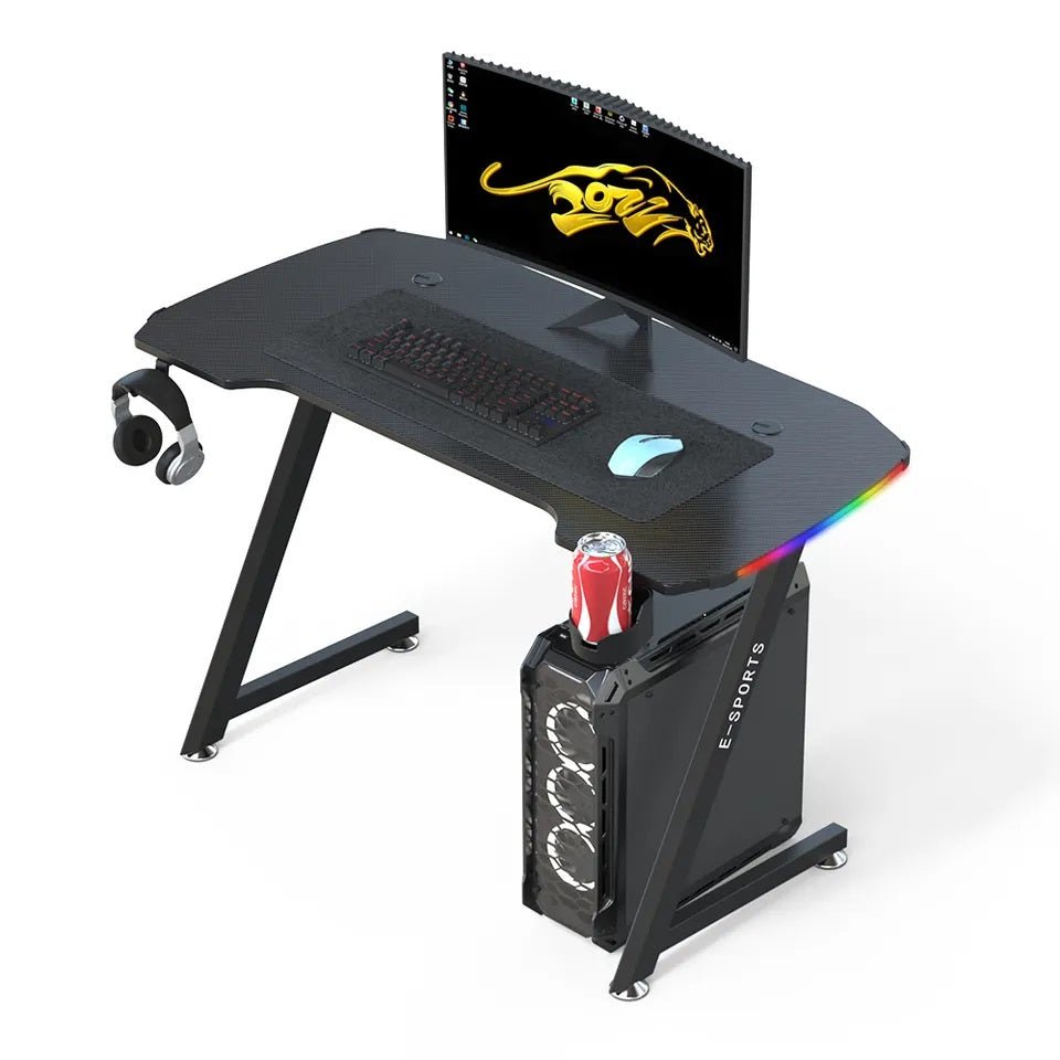 NNEDSZ 140cm New Arrive Computer Table Z Shaped Gaming Desk With RGB Led Lights Gaming Tables