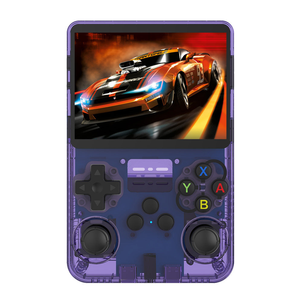 NNEDSZ Purple Retro Portable Gaming Console with 64GB, 2 Memory Card-3D Games, HD Display, and Dual Joysticks