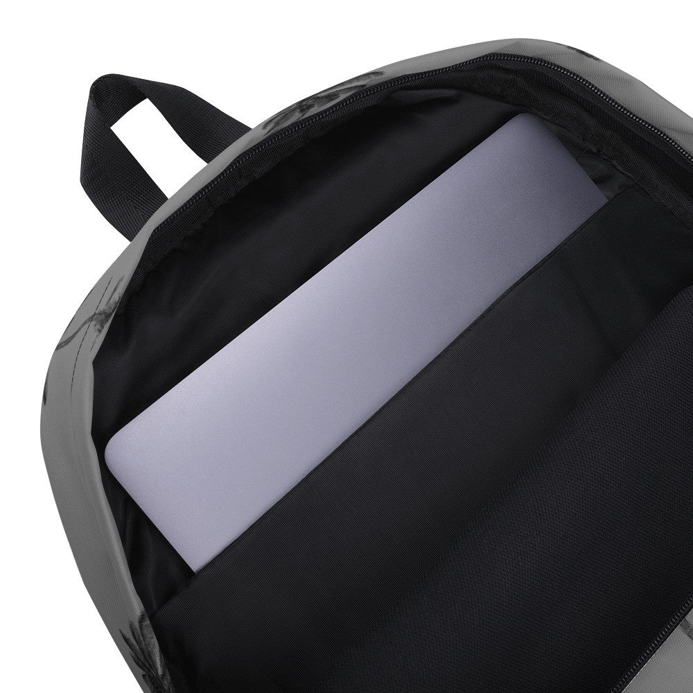 Coco Palm Print Backpack - Grey