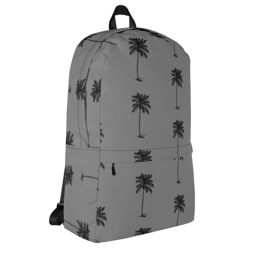 Coco Palm Print Backpack - Grey