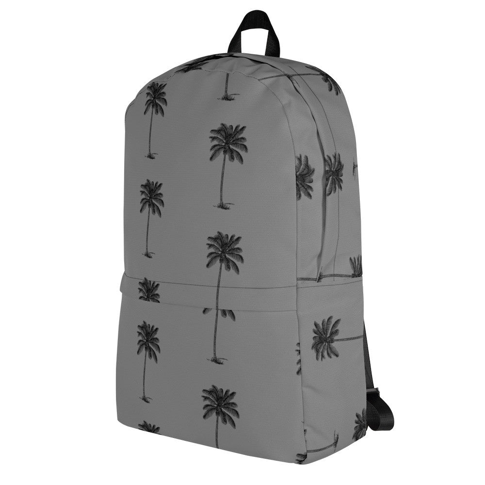 Coco Palm Print Backpack - Grey